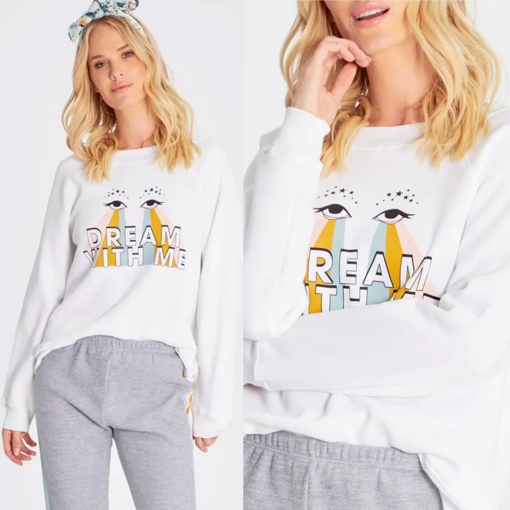 Wildfox Sommers Dream With Me Eyes White Sweatshirt